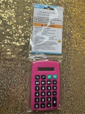 Jot Mini Pocket Calculator - Pink - Brand New Sealed